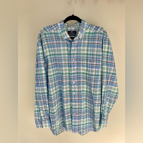Vineyard Vines Classic Tucker Shirt Button Down Plaid Pink Blue S Cotton - Picture 1 of 8